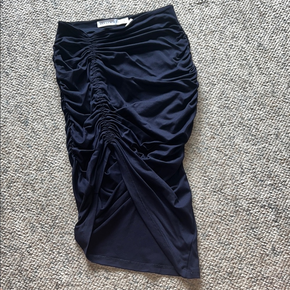 Susana Monaco Navy Ruched Midi Pencil Skirt SMALL new without tags